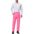 thumbnail image 2 of INSPIRE CHIC Men's Formal Flat Front Straight Fit Solid Prom Dress Pants 32 Pink, 2 of 6