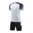 thumbnail image 2 of hengsof Ensemble de Maillot de Football à la Mode pour Enfants, Haut à Manches Courtes Col Ras du Cou, Short à Taille Élastique Tenue de Sport, Confortable Respirant Absorbant la Sueur Séchage Rapide Uniforme de Sport Deux Pièces, 2 of 4