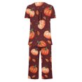 thumbnail image 3 of Jamicy Ensemble de Pyjama pour Femmes Mode Décontractée Ample Imprimé Col Rond à Boutons Ensemble de Pyjama Capri Ensemble de Tenue d'Intérieur pour Femmes Pyjama d'Halloween, 3 of 4