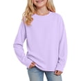 thumbnail image 1 of Splozh Long Sleeve T Shirts Girls Long Sleeved Tops Comfortable Soft Breathable Fashionable Solid Color Girls Tops Light Purple,14-15 Years, 1 of 5