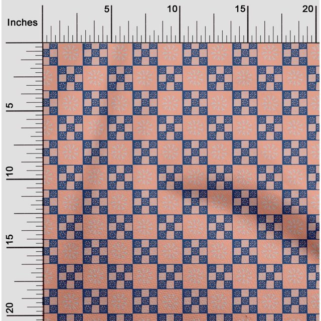 oneOone Cotton Cambric Fabric Geometric & Floral Block Print Sewing Fabric BTY 56 Inch Wide