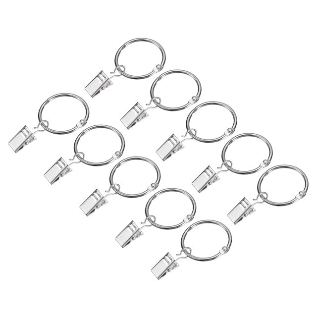 Unique Bargains Anneaux de Rideau avec Pinces, Lot de 36 Anneaux à Pince pour Draperies, Crochets pour Anneaux à Pince de Rideau de 1,22 Po (Argent)
