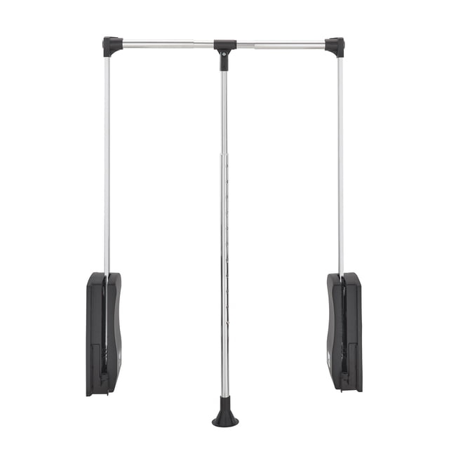 Rev-A-Shelf CPDR-1826 Tringle de Garde-Robe Réglable de 26 Pouces à Tirer vers le Bas, Fini chrome. la Tringle Présente une Poignée Télescopique Qui s'Ajuste de 21,5 à 26 Pouces de Largeur et Se Fixe sur les Côtés d'Un Garde-Robe. Conçue pour Contenir jusqu'à 25 Livres de Vêtements et de Cintres, Elle Comprend un Cadre et des Bras en Métal Robustes Qui s'Étendent de 27 Pouces vers l'Extérieur. Convient aux Garde-Robes d'Une Profondeur Minimale de 14 Pouces et Empilable pour les