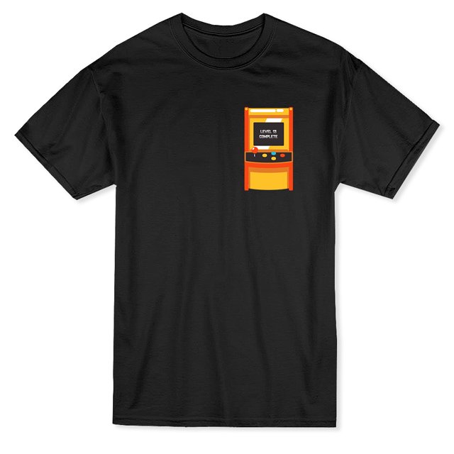 T-shirt Noir pour Homme Level Complete Vintage Arcade Machine
