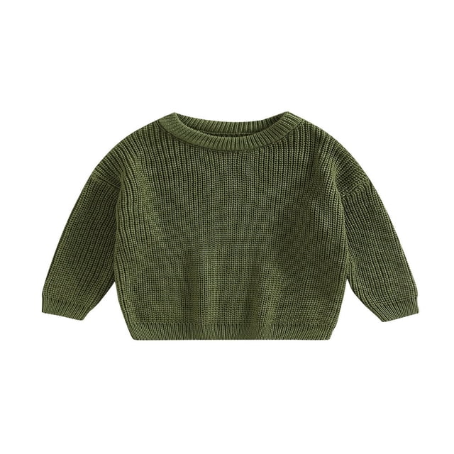 Toddler Baby Neck Sweaters Long Sleeve Solid Color Loose Knitted Pullovers