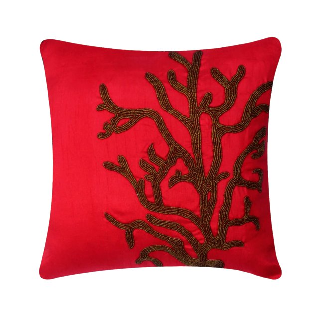 The HomeCentric Housse de Coussin, Ensemble de 2 Housses de Coussin Décoratives Rouges, 16x16 Pouces (40x40 cm) Coussins en Soie pour Canapé, Coraux, Housses de Coussin Style Plage avec Fermeture Éclair - Rhapsodie Corail