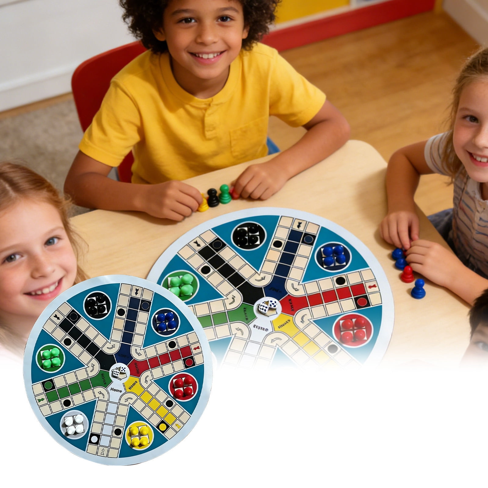 CEHVOM Board Games Toys,Round Ludo Board Game Classic Strategy Game for 2-6 Players Colorful Family Game Night Activity Includes Game Board and Playing Pieces