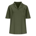 thumbnail image 4 of WMTBSRSW T-Shirts Surdimensionnés à Col en V pour Femmes, Manches Courtes Tendance, Chemise Décontractée à Col Rabattu, Été 2025, Hauts Mignons, 4 of 8