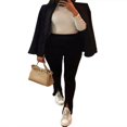 thumbnail image 3 of Womens Tights Trousers Front Split Stretch High Waist Pants, 3 of 5