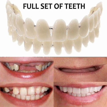 Smile Snap On False Teeth Upper Lower Dental Veneers Dentures Tooth Cover Set _fs