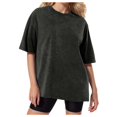 thumbnail image 1 of Vintage Washed Distressed Retro T-Shirt Oversized Short Sleeve Batik Cotton Tee - Unisex, 1 of 4
