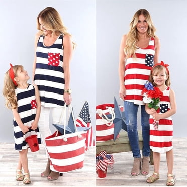 Hot Mother Daughter Striped Dress Women Kids Girls Long Dress Summer Family Clothes