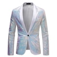 thumbnail image 1 of White Mens Sequin Bling Glitter Basic Jacket Blazer Outfit for Man Work Office Formal Prom Party Gowns Evening Modest Concert Fall Winter Button 2025 Clothing Fashion M, 1 of 3