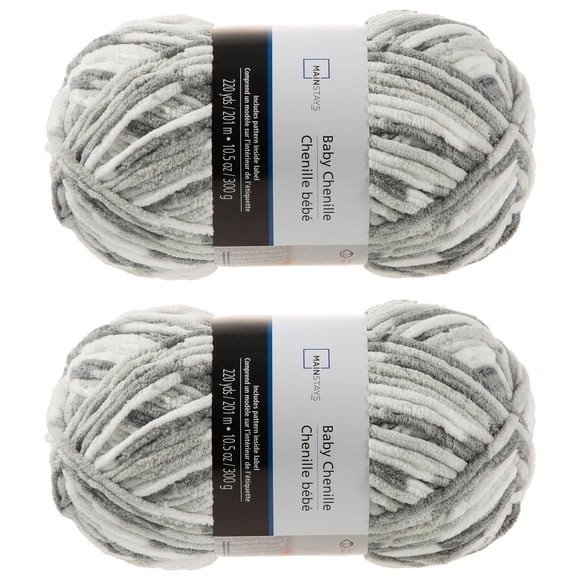MAINSTAYS COZY CHENILLE 2 PACK BABY GRAYS YARN
