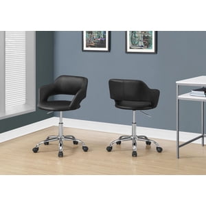Monarch Specialties chaise de bureau, Hauteur réglable, Swivel, Ergonomie, Accoudoirs, Bureau d'ordinateur, Travail, Métal, Pu Leather Look, Noir, Chrome, Contemporain, Moderne