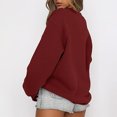 thumbnail image 5 of Mefallenssiah Mode Femmes Décontracté Manches Longues Col Rond Chandail Ample pour Dames Hauts Blouse Bourgogne TTG, 5 of 5