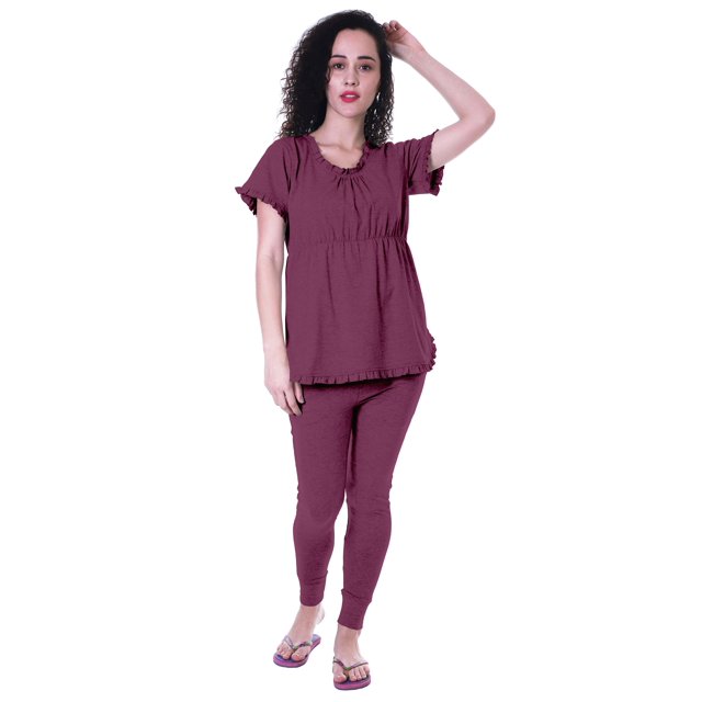Moomaya Ensemble de Nuit pour Femmes Pyjama en Coton Tenue de Sommeil 2 Pcs Chemises de Nuit