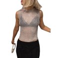 thumbnail image 1 of Faithtur Débardeur Court d'Été pour Femmes Couleur Unie Sans Manches Col Rond Crop Top Transparent, 1 of 9