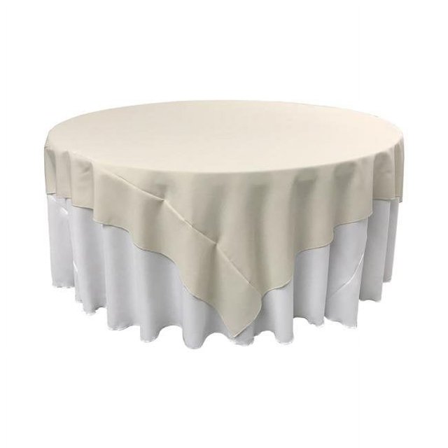 LA Linen TCpop90x90-IvoryP25 Nappe Carrée en Popeline de Polyester Ivoire - 90 x 90 Po.