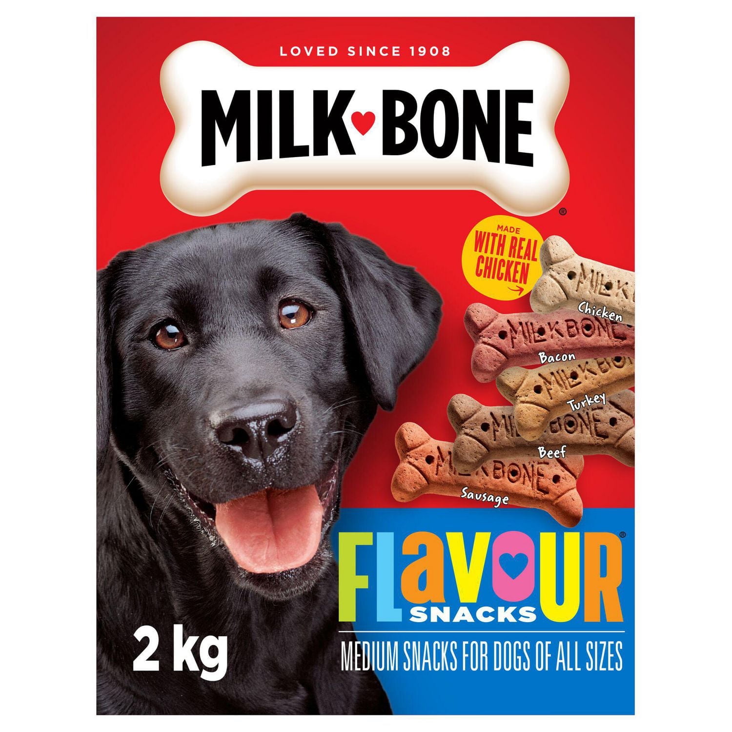 Milk-Bone Flavour Snacks Assorted Meat Flavours Crunchy Biscuit Dog Treats, Medium