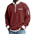 thumbnail image 1 of Ceisia Mens Long Sleeve Quarter Zip Pullover Sweater Waffle Knit Mock Neck with Pockets Wine L Gift, 1 of 8