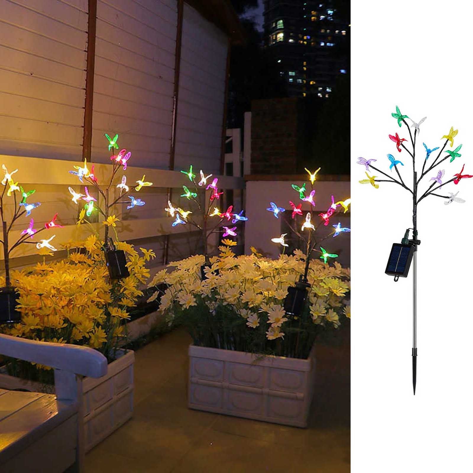 Meitianfacai Outdoor Solar Lights Colorful Resin Hummingbird Branch Stake Light Waterproof Garden Yard Solar LED Lamp Outdoor Courtyard Landscape Decorative Light
