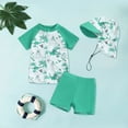 thumbnail image 2 of Curenmufel Boys Bathing Suits Rash Guard Boys Rash Guard Set 2 Piece UPF50 Swim Shirt & Swim Trunks 12 18 Months (Green,12-18 Months), 2 of 6