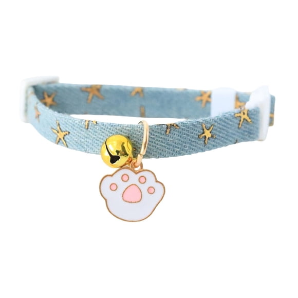 Cowboy Fabric Detachable Cat Collar With Cat Pendant Collar Suitable For Both Female And Male Cats Star Print