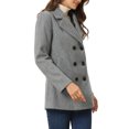 thumbnail image 4 of Manteau Caban d'Hiver pour Femmes à Manches Longues, à Double Boutonnage, à Boutons, Gris G, 4 of 6