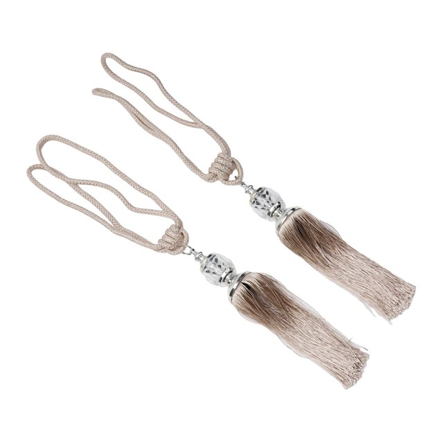 2×Luxury Curtain Holdbacks Rope Tie Backs Tassel Tiebacks Beaded Ball Decor Pair