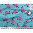 thumbnail image 3 of Soimoi Poly Georgette Tissu Feuilles & Fleurs Roses Imprimé Floral 1 Yard 42 Inch Wide, 3 of 3