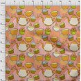 thumbnail image 4 of oneOone Cotton Poplin Peach2 Fabric Tea Party Kettle Craft Projects Decor Fabric Printed By The Yard 42 Inch Wide, 4 of 5