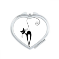 thumbnail image 1 of Tilt Head Black Cat Halloween Animal Outline Mirror Travel Magnification Portable Handheld Pocket Makeup, 1 of 3