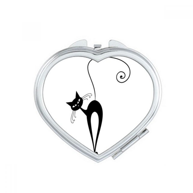 Tilt Head Black Cat Halloween Animal Outline Mirror Travel Magnification Portable Handheld Pocket Makeup