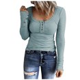 thumbnail image 1 of AherBiu Hauts à Manches Longues pour Femmes, Côtelés, Extensibles, Ajustés, Col Rond, Couche de Base, T-Shirts, Tunique, Chemisier, 1 of 7