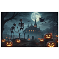 thumbnail image 1 of Spooky Scene Halloween Banner Gothic Theme Pumpkin Lantern Skeleton Design Cemetery Setting for Halloween Party Event Decor, 1 of 5