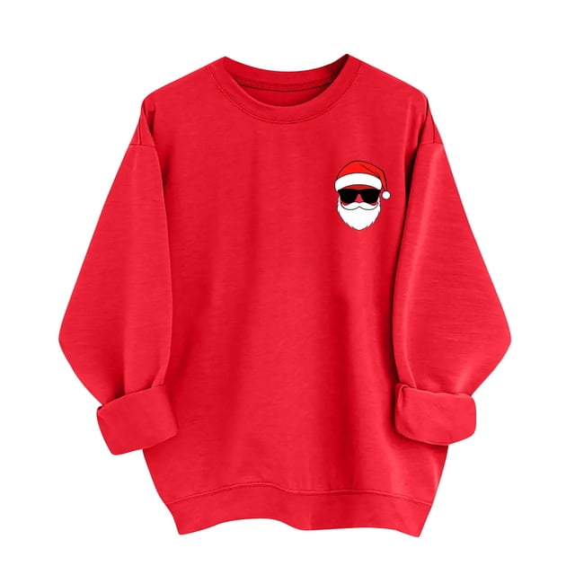 Lovzfmll Chandail à Manches Longues Décontracté Ample pour Femme avec Imprimé de Noël, Mode, Sans Capuche, Rouge, m