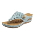 thumbnail image 3 of Orthopedic Wedge Slides Sandals for Women Wide Width Comfortable Leather Arch Support Walking Flip Flops, 3 of 4