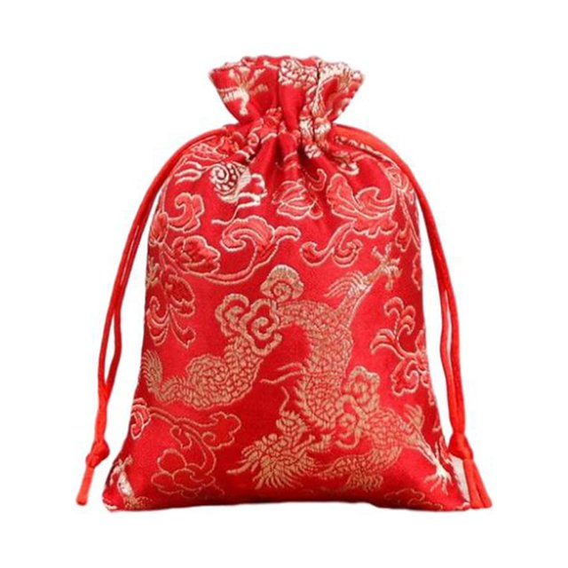 serony Drawstring Embroidery Sachet Blessings Jewelry Packaging Bag Home Living Room Door Rear Review Decoration Pendant Red