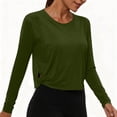 thumbnail image 2 of cfhntfmh Hauts Courts à Manches Longues pour Femmes, Chandails d'Entraînement Athlétiques de Gym, T-Shirt Court à Col Rond, Chandail de Course pour Femmes, 2 of 7