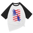 thumbnail image 2 of Snoarin Chemises pour Hommes Hommes Décontracté Mode Patchwork Col Rond Chandail Imprimé T-Shirt Manches Courtes Hauts 4 Juillet Chemises pour Hommes en Liquidation, 2 of 4