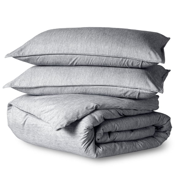 Bare Home Luxury Duvet Cover and Sham Set - Premium 1800 Collection - Ultra-Soft - Queen, Heather Charcoal, 3-Pieces