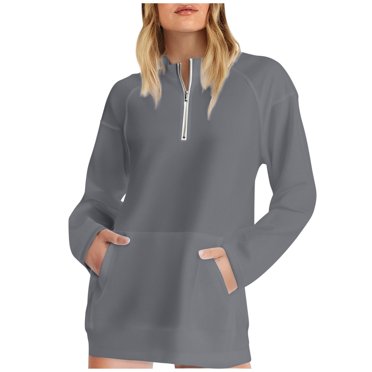 Women's Half Zip Pullover Sweatshirt with Pocket Long Sleeve Quarter Zipper Casual Comfortable Soft Lightweight Versatile Everyday Wear