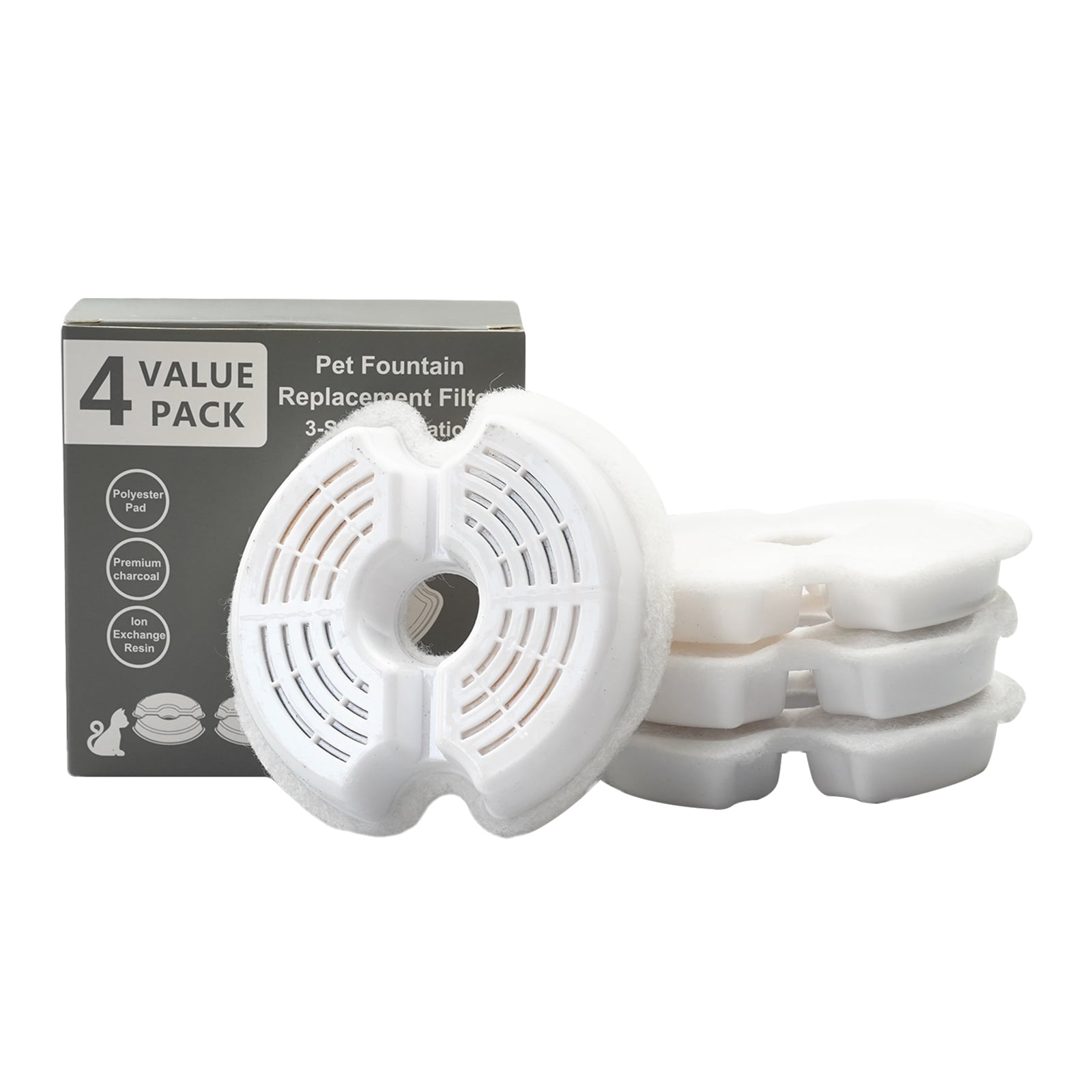 eccomum 4PCS Pet Fountain Filter Sponge Replacement Pet Fountain Foam Filter