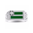 thumbnail image 1 of RYLOS Men's Rings 14K White Gold USA Flag Designer Ring With Diamonds and Green Quartz Rings For Men Size 12, 1 of 5