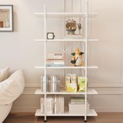 Tiers Bookshelf Organizer Industrial Shelf Modern Open Display Storage Bookcase  Faux Marble and Metal Bookshelf Standing Storage Shelf Tall Shelving Units for Home Office Study