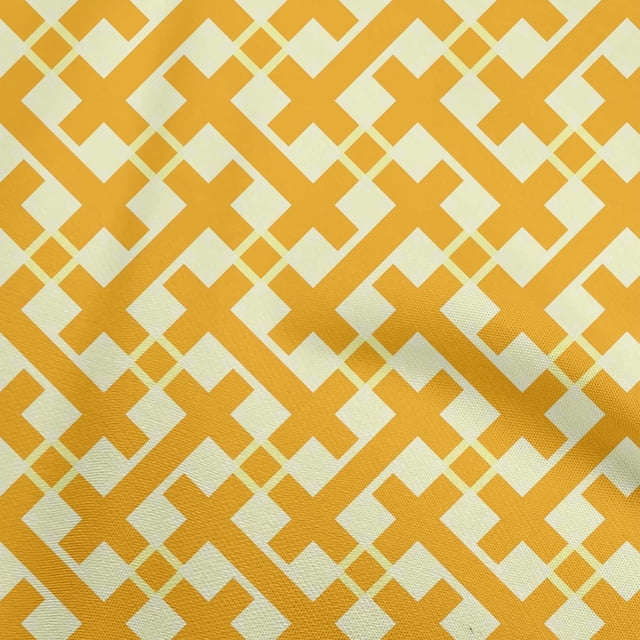 oneOone Velvet Mustard Yellow Fabric Check Sewing Craft Projects Fabric Prints By Yard 58 Inch Wide