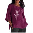thumbnail image 2 of T-shirt Femme Été Aguichant Imprimé Régulier à Boutons Col Rond Manche Courte Femme Manches Courtes Haut Manche Longue T-Shirt en Liquidation, 2 of 5