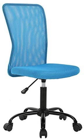 FDW Home Office Chair Mid Back Mesh Armless Ergonomic Task Rolling Back Support Adjustable, Lumbar Support, Blue
