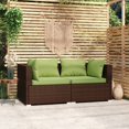 thumbnail image 1 of vidaXL 2-Seater Sofa with Cushions Brown Poly Rattan, 1 of 5